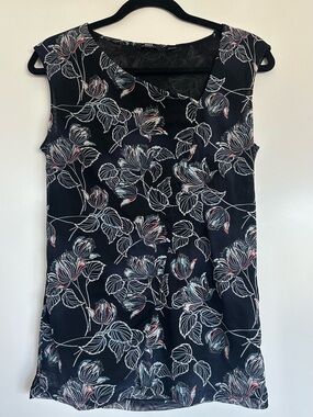 MEXX | Y2K 2000s FLORAL SHEER ASYMMETRICAL NECKLINE TOP | LINED | GIRLY DAINTY